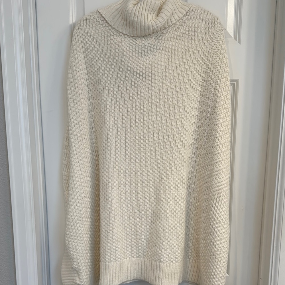 Old Navy Cream Cable Knit Cowl Poncho Sweater, 1X/2X - Picture 7 of 8